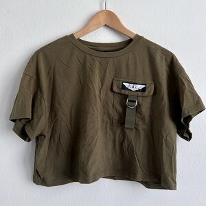 SHEIN green Top Gun crop top, large